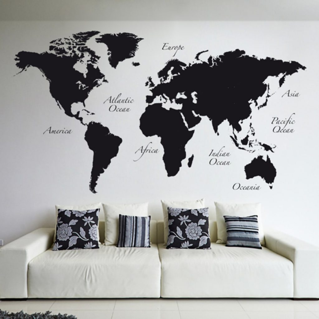 Contemporary Grey World Map Wallpaper Mural Wallpaper Mural at AllPosters.com Wo