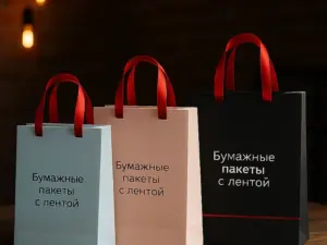 Бумажные пакеты с лентой в Москве