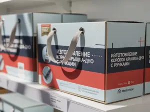 Изготовление коробок крышка-дно с ручками в Москве