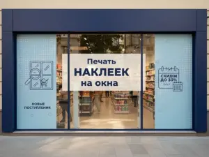 Печать наклеек на окна в Москве