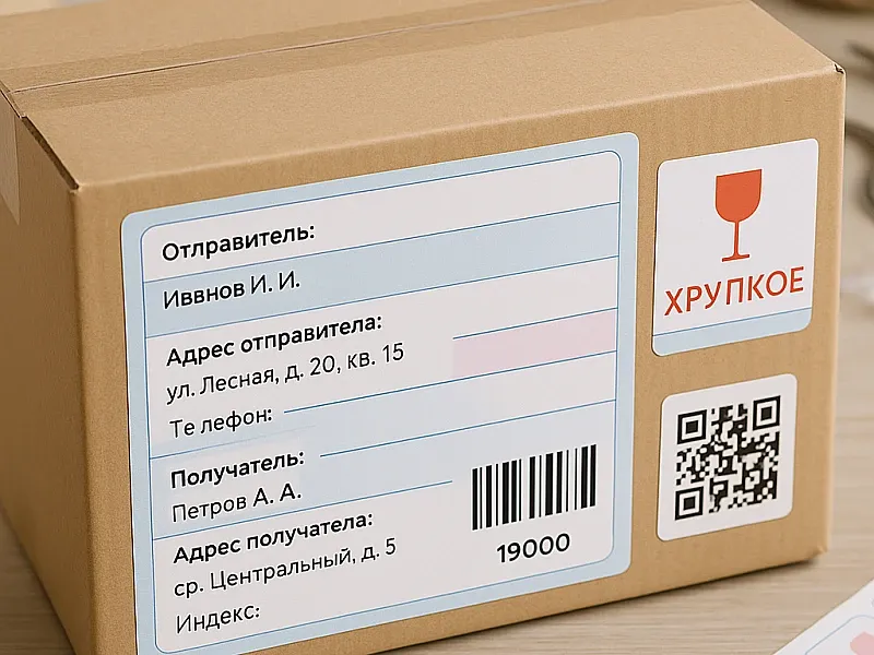 Печать наклеек на посылку дешево