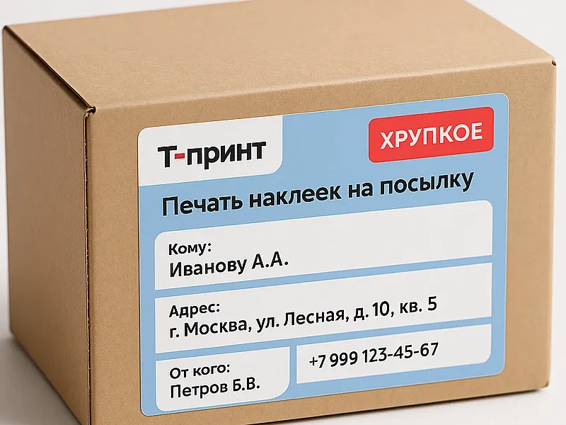 Печать наклеек на посылку на заказ